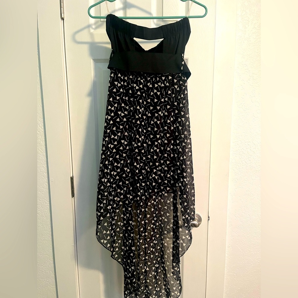 Medium high low dress strap less